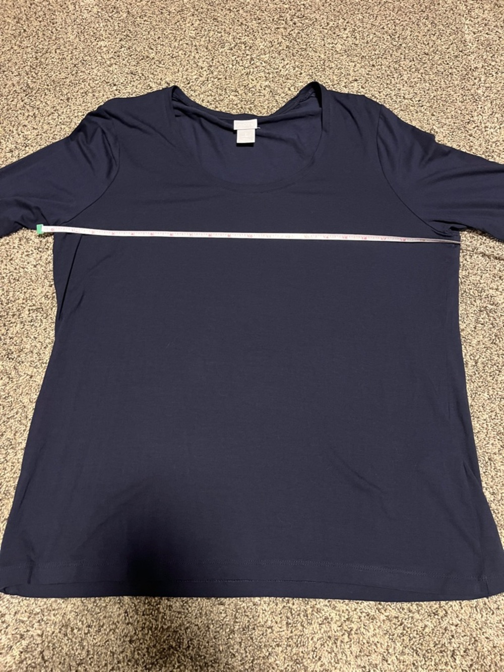 NWT Chico's Women's Navy Long Sleeve Scoop Neck Top-Chico’s Size 2 - Picture 6 of 8